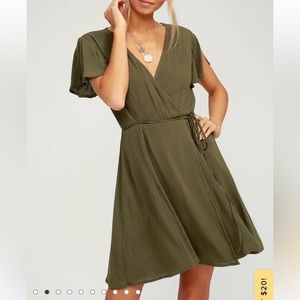 Lulus Olive Green Wrap Dress Size L
